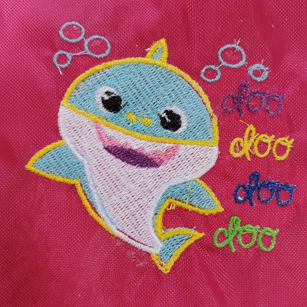 Baby Shark Pink Backpack Embroidered Doo Doo Doo Toddler Kids School Bag
